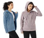 TEX2FIT 2-Pack Full Zip Hoodies for Women, Fleece Zip Hooded Sweatshirt (2pcs Set)(Pink Melange/Blue Melange, Large)