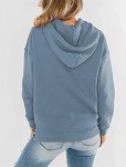 wkwmrpet Women's Basic Pullover Hoodie Loose fit Ultra Soft Hooded Loose Sweatshirt with Pocket Grey Blue