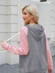 Eniloyal Hoodies for Women Zip Up Long Sleeve Pullover Hooded Zipper Sweatshirts Fall Trendy Clothes with Pocket Grey Pink