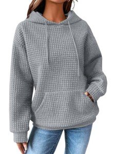 SHEWIN Oversized Sweatshirt for Women Loose fit Casual Long Sleeve Waffle Hoodies Pullover Sweatshirts Soft Trendy Fall Outfit for Women 2024,US 18-20(2XL),Grey