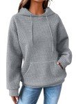 SHEWIN Oversized Sweatshirt for Women Loose fit Casual Long Sleeve Waffle Hoodies Pullover Sweatshirts Soft Trendy Fall Outfit for Women 2024,US 18-20(2XL),Grey
