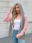 Eniloyal Hoodies for Women Zip Up Long Sleeve Pullover Hooded Zipper Sweatshirts Fall Trendy Clothes with Pocket Grey Pink