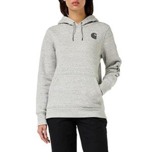 Carhartt Women's Relaxed Fit Midweight Logo Sleeve Graphic Sweatshirt, Asphalt Heather NEP, Medium