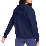 Hanes Women's Full-Zip Hooded Sweatshirt, EcoSmart Women's Sweatshirt, Women's Comfortable Hoodie, Navy, Medium