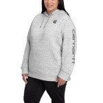 Carhartt Women's Relaxed Fit Midweight Logo Sleeve Graphic Sweatshirt, Asphalt Heather NEP, Medium