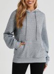 SHEWIN Oversized Sweatshirt for Women Loose fit Casual Long Sleeve Waffle Hoodies Pullover Sweatshirts Soft Trendy Fall Outfit for Women 2024,US 18-20(2XL),Grey