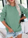 RANPHEE Sweatshirt for Women Green Long Sleeve Crew Neck Tops Fashion Trendy Fall Clothes Cute Loose Fit Pullovers Hoodies with Pockets S