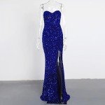Royal Blue Strapless Sequin Evening Dress, Small