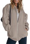 BETTE BOUTIK Hoodies for Women Fall Clothes 2024 Zip up Oversized Sweatshirt Fleece Jackets Long Sleeve Comfy Aesthetic Shirts Teen Girls Fashion Cute Y2K Tops with Pocket-Dark Apricot-M
