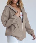BETTE BOUTIK Hoodies for Women Fall Clothes 2024 Zip up Oversized Sweatshirt Fleece Jackets Long Sleeve Comfy Aesthetic Shirts Teen Girls Fashion Cute Y2K Tops with Pocket-Dark Apricot-M