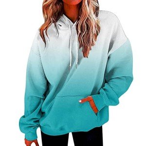 Black Deals Friday Today Hoodies for Women Oversized Hooded Sweatshirts Loose Fit Pullover Tops 2023 Fashion Fall Clothes Drawstring Hoodies, A01-light Blue, Medium