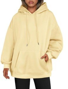 Zeagoo Women's Hoodies Long Trendy Fleece Sweatshirts Plus Size Fall Winter Coat with Pockets,Beige,Medium