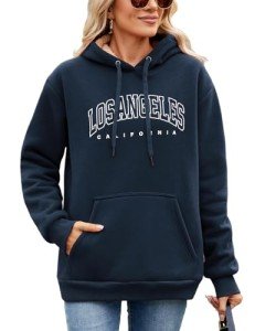 BBO Women Fleece Hoodie Long Sleeve Sweatshirt Pullover Sherpa Winter Warm Sweater Loose Graphic Trendy Fall Clothes Navy