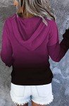 KISSMODA Casual Boyfriend Style Tops for Ladies Plus Size Hoodie with Pocket Thin Pullover Gradient Rose 3XL