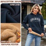 BBO Women Fleece Hoodie Long Sleeve Sweatshirt Pullover Sherpa Winter Warm Sweater Loose Graphic Trendy Fall Clothes Navy