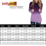 onlypuff Women's Hooded Sweatshirt Crew Neck Fall Tops Hoodies Long Sleeve Tunics Purple