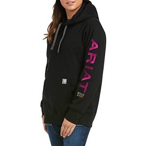 ARIAT Women's Rebar Graphic Hoodie, Black/Purple, Medium