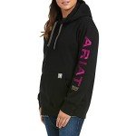 ARIAT Women's Rebar Graphic Hoodie, Black/Purple, Medium
