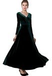 Urban CoCo Women's Green V-Neck Velvet Dress