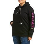 ARIAT Women's Rebar Graphic Hoodie, Black/Purple, Medium