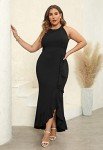 Keluummi Plus Size Black Evening Dress for Curves