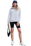Jhsnjnr Womens Casual Fleece Lined Sweatshirt Long Sleeve Pullover Sweater Oversized Half Zip Hoodie Grey
