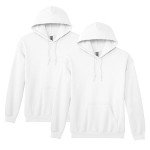 Gildan Unisex-Adult Fleece Hoodie Sweatshirt, Style G18500, Multipack, White (2-Pack), Large