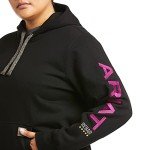 ARIAT Women's Rebar Graphic Hoodie, Black/Purple, Medium