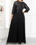 Plus Size Black Sequin Evening Maxi Dress