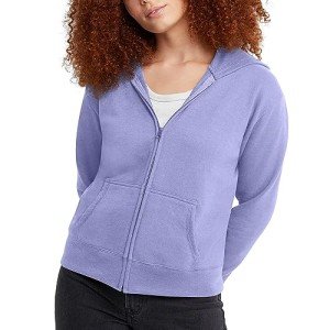 Hanes Hoodie, EcoSmart Fleece Full, Zip-up Hooded Sweatshirt for Women, Peri Blue, Medium