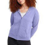 Hanes Hoodie, EcoSmart Fleece Full, Zip-up Hooded Sweatshirt for Women, Peri Blue, Medium