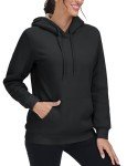 MAGCOMSEN Black Hooded Sweatshirt for Women Thermal Sherpa Lined Hoodies Warm Fuzzy Fleece Long Sleeve Shirts for Winter, XL