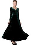 Urban CoCo Women's Green V-Neck Velvet Dress