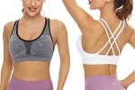 SEGRILA Sports Bras for Women 3 Pack Crisscross Back Yoga Bras Medium Support Workout Bras with Removable Pads (Black&White&Grey M)