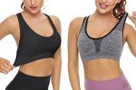 SEGRILA Sports Bras for Women 3 Pack Crisscross Back Yoga Bras Medium Support Workout Bras with Removable Pads (Black&White&Grey M)