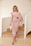 JASAMBAC Women's Pink Off-Shoulder Evening Dress