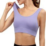 Vinfact 3 Pack Sports Bras for Women Wireless Bra with Removable Pads Yoga Bra Support for Workout A-Black,Grey,Purple L