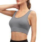 Vinfact 3 Pack Sports Bras for Women Wireless Bra with Removable Pads Yoga Bra Support for Workout A-Black,Grey,Purple L