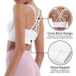AGUTIUN Sports Bras for Women High Support Longline Workout Yoga Bras Cross Back Padded Running Athletic Tank Top White