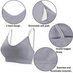 BQTQ 5 Pcs V Neck Tube Top Bra Seamless Bralettes Wireless Bra Padded Bralettes Comfortable Sleeping Camisole with Elastic Straps Removable Pads for Women Girls, L