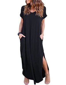 Black Tie-Dye Floral Short Sleeve Summer Maxi Dress