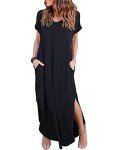 Black Tie-Dye Floral Short Sleeve Summer Maxi Dress