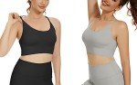SEGRILA Strappy Sports Bras for Women Crisscross Back Yoga Workout Bras with Removable Pads,Black+White+Grey,L