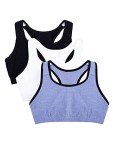 Fruit of the Loom Womens Built Up Tank Style Sports Bra, Blue Gem Heather with Black/White/Black Hue, 38