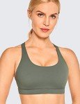 CRZ YOGA Women's Strappy Sports Bras Fitness Workout Padded Yoga Bra Criss Cross Back Grey Sage Medium