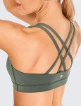 CRZ YOGA Women's Strappy Sports Bras Fitness Workout Padded Yoga Bra Criss Cross Back Grey Sage Medium