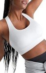 SHAPERMINT Seamless Racerback Wireless Sports Bra for Women with Removable Cups | Low Compression Womens Workout Tops | from Small to Plus Size Bras, X-Large, White
