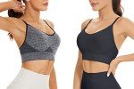 SEGRILA Women’s Sports Bra Padded Racerback Workout Yoga Bras with Adjustable Straps,Black+White+Grey,L