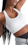 SHAPERMINT Seamless Racerback Wireless Sports Bra for Women with Removable Cups | Low Compression Womens Workout Tops | from Small to Plus Size Bras, X-Large, White