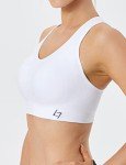 FITTIN Racerback Sports Bras for Women - Padded Seamless Bras for Yoga Gym Workout Fitness White